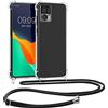 kwmobile Custodia Compatibile con Motorola Edge 30 Neo Cover - Back Case in Silicone TPU - Protezione Smartphone con Cordino - trasparente/nero