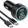 Dewlawn 67 W Caricabatteria da auto ricarica rapida USB C con cavo da 60 W, caricatore rapido da 12 V
