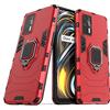 MaiJin Compatibile con OPPO Realme GT 5G, RealmeGT Neo Cover, Custodia Armor Anello Cavalletto (Funziona con il Supporto Magnetico per Auto) Case Paraurti (Rosso)