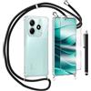 TTSWJBD Cover per Xiaomi Redmi Note 14 5G e Vetro Temperato Custodia con Cordino Silicone Trasparente Morbida Cover Cellulare Girocollo Collana Necklace Protettiva Bumper Antiurto TPU Case, Nero