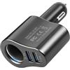Lumitrex 4 in 1 caricatore accendisigari USB multipresa accendisigari 12 V/24 V per iPhone 16/15/14, iPad, Samsung Galaxy S23