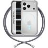 ANFAIRLACE Cover Cordino Compatibile con iPhone 17 Pro, Custodia Laccio Trasparente Silicone Morbido Regolabile Antiurto Rinforza Angoli Chiaro Case, Grigio Bianco