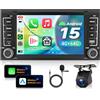 VECHTEL 4G+64G Autoradio Android 15 per VW Touareg 2004-2011 Transporter T5 Multivan 2004-2009,7'' HD Schermo Auto Radio co Carplay Android Auto senza Fili GPS Wi-Fi USB Tipo-C Bluetooth FM RDS Camera