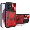 SEAHAI Cover per Realme Note 50 / Realme C53 / Realme C51, [Militare Anti-Caduta] Silicone Ultra Sottile Stile Fresco Custodia, con Metallo Magnetico Supporto e Protezione Fotocamera - Rosso