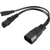Annadue Cavo di Alimentazione Femmina IEC320 da C14 a C13+C7, Sdoppiatore a Y Adattatore 32 cm, Cavo di Prolunga per PC Computer, 10A 250V 100-250V