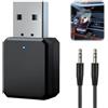 Raykce Adattatore Bluetooth 5.1 per Auto con Cavo Audio da 3,5 mm Ricevitore Audio Portatile con Uscita AUX e USB per Stereo, Computer, Cuffie, TV e Auto.