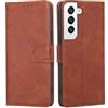 RankOne Cover per Samsung Galaxy S22 (6.1 Inches), Custodia Flip Pelle Portafoglio, Magnetica Libro Bumper Cover Case - Marrone