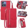 MOJIA Custodia Portafoglio per Motorola Edge 60 Neo / 50 Neo, Pelle PU Flip Cover per Telefono con Guscio Interno in TPU, Multifunzione Porta Carte con Cinturino Polso. Rosso