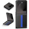 Fiyer Z Flip 7 - Custodia per Samsung Galaxy Z Flip 7 5G, in fibra di carbonio e pelle, ultra sottile e resistente ai graffi per Samsung Flip 7 5G (blu)