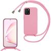 xinyunew Cover Compatible con Samsung Galaxy A81/M60S/Note 10 Lite,Cellulare Girocollo Custodia con Cordino TPU Corda Silicone Case Bumper per Samsung Galaxy A81/M60S/Note 10 Lite Custodia-Pink