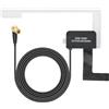 Vecys DAB Attivo DAB+ Antenna per Autoradio Antenna Patch per Montaggio su Vetro Adattatore SMB Antenna Radio FM/AM RG174 Cavo da 3m 9,8ft Compatibile con Radio Digitale Pioneer Clarion Kenwood