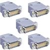 Harrisen DB15 RS232 D-SUB - Set di 5 connettori per tazza di saldatura, giunti placcati in oro, RS232, tipo di saldatura di serie a 15 pin, D Sub accoppiatore con cappucci in plastica, beccuccio e