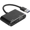 Plyisty Adattatore VGA da USB a HDMI, Convertitore da USB 3.0 a HDMI 1920 X 1080P, Adattatore Video Femmina da USB a HDMI e VGA da 5 Gbps, Plug And Play