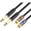 Loonggate Dual 6.35 mm TS Maschio a doppio RCA Maschio Cavo di Connessione Audio Cavo Patch fili per mixer AV Amplificatore 1.5m