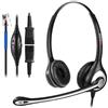 Wantek Cuffie Telefono Fisso RJ9 Binaurale con Microfono Cancellazione del Rumore e Quick Disconnect, Auricolare Ufficio per Cisco 7942 7971 o Plantronics M10 M12 Amplificatore(602QC1)
