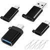 leizhan Adattatore USB C (4 pezzi nero), da maschio TC a femmina Micro, da maschio Micro a femmina TC, da USB3.0 a TC, da TC a USB3.0, con cordino, compatibile con MacBook Pro, smartphone, tablet, computer