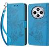 KENHONER Compatibile Cover con Xiaomi Redmi 14C,Premium Pelle PU Portafoglio Flip Libro Custodia Cover per Xiaomi Poco C75 [Protezione Completa] (Blu Farfalla)