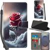 Haninsuze Cover per Samsung Galaxy S25 Ultra, Rose | Pelle PU Portafoglio, Porta Carte, Magnetica, Libro, Antiurto Custodia