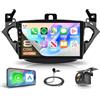 Rimoody 6G+128G 8 Core Android Autoradio per Opel Corsa E 2015-2019/Opel Adam 2013-2016, 9 Pollici Schermo IPS Carplay Android Auto Senza Fili Bluetooth FM/RDS/EQ/DSP WiFi GPS Panoramica a 360° Retrocamera