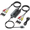 Kirolle Convertitore da 2RCA a HDMI con Interruttore di Rapporto 4 : 3/16 : 9, Convertitore Due Porte CVBS AV Composito a HDMI per Dispositivi con Uscita AV da Visualizzare su HDTV