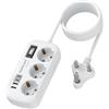 meta-ant Adattatore per Sud Africa con 3 prese e 4 USB (2 USB-C 3.4A), caricatore rapido, adattatore tipo M per Sudafrica, Namibia, Lesotho, Mozambico, Botswana, Lesotho, cavo da 1,5 m