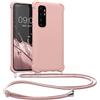 kwmobile Custodia Compatibile con Xiaomi Mi Note 10 Lite Cover - Back Case in Silicone TPU - Protezione Smartphone con Cordino - madre perla