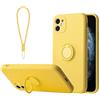Sitthyw Cover per iPhone 12 con anello di supporto a 360° e silicone cinturino di protezione custodia morbida in microfibra interna custodia antiurto anello di supporto magnetico per iPhone 12, giallo