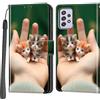 Haninsuze Cover per Samsung Galaxy A52 4G / A52 5G / A52s 5G, Custodia Interno TPU Antiurto Portafoglio con Disegni [schede Fessura] [Supporto Stand] Cover Libro in PU Pelle (Gatto)