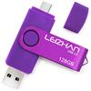 LEIZHAN Chiavetta USB 128GB,Flash Drive USB 2.0 OTG Memory Stick per Telefono Huawei Samsung Android Tablet Mac PC-Porpora
