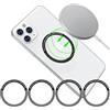 YIANERM 4 Pezzi adesivi universale anelli metallici compatibile con caricatore senza fili magnetico,ultra-sottile anello metallico anello adattatore magnetico accessori di conversione (nero)