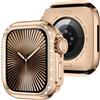 Amizee 2 in 1 Metallo Bling Cover Compatibile con Apple Watch Serie 11/10 46mm per Donne, Porporina Diamante Protettivo Paraurti Custodia Protettiva per iWatch 46mm, Oro rosa/Bianco