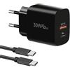 cshare 30W Caricatore USB C da Muro,Cshare PPS PD QC 4.0 Alta Velocità Carica Rapida Caricabatterie per iPhone 13/12/11/Pro Max Google Pixel 6 Pro,Samsung Galaxy S22 Ultra/S21 Note20 con 2 m USB-C Cavo