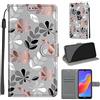 TOMYOU Cover per Huawei Honor Play 8A / Y6 (2019), Fiore grigio | Antiurto Protettiva Portafoglio, Slot per Schede, Magnetica, Custodia in Pelle PU, Libro Flip,Funzione Stand