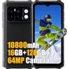 HOTWAV Cyber 13 Android 14 Rugged Smartphone 2025, 16GB+128GB/1TB TF, 10800mAh Telefono Indistruttibile Cellulare Robusto, 64MP+16MP, 6.6 HD+ Cellulari Resistente IP68, 4G LTE, NFC, OTG,GPS