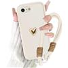 Kueqeay Cover con Cordino per iPhone 17e/iPhone 16e 6,1'', Silicone Morbido Custodia Aesthetic Summer Mädchen Modello Amore 3D Disegni Collana Universale Protezione Fotocamera Protettiva Case, Bianco