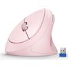 TECKNET Mouse Verticale Wireless, 2.4GHz Senza Fili Mouse Ergonomico, 4800 DPI, Clic Silenziosi, Mouse Wireless 6 Pulsanti Per PC, Computer Portatile, Mac - Rosa