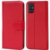 Verco Cover a Libro per Samsung Galaxy A51, Porta Carte, Magnetica, Rosso | Custodia Portafoglio, Slot per Carte, Chiusura Magnetica, Funzione Supporto, Interno in Silicone Elastico, Esterno in PU
