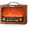 PRUNUS J-196 Radio Portatile Vintage FM/AM, Altoparlante Bluetooth 6.0 con Design Retro Unico con Effetto Fiamma LED, Radiolina Portatile con Batteria Ricaricabile da 1800 mAh, Supporta TF/USB/AUX.