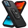 MILAN NICE Cover per iPhone 13 Custodia Antiscivolo con Anello Regolabile 360 Gradi in TPU Morbido Nuovo Design Protettiva Resistente Antigraffio,Nero