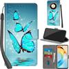 PHINIENLAND Cover per Honor Magic 6 Lite custodia portafoglio Turquoise | 3 scomparti carte, 1 tasca banconote, Chiusura magnetica, Supporto, Pelle PU flip cover per Honor X50 5G / X9b