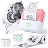 PRAOAHEI Mini stampante, stampante fotografica portatile con 10 rotoli di carta per stampante, stampante per etichette Bluetooth, stampante termica per appunti, foto, diari, fai da te, compatibile con