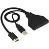zdyCGTime Splitter HDMI 1 in 2 out con alimentazione USB,1080P 4k 30Hz Uscita audio e video simultanea,1 HDMI Maschio a doppio HDMI femmina,adatto a qualsiasi dispositivo con interfaccia HDMI.