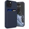 kwmobile Custodia Compatibile con Apple iPhone 13 mini Cover - Back Case Cellulare con Slot Porta Carte - Morbida in Silicone TPU blu scuro