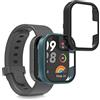 kwmobile 2x Custodia Rigida Smartwatch Compatibile con Xiaomi Redmi Mi Watch Lite 3 / Redmi Watch 3 Cover - Case Vetro Temperato Orologio Fitness - nero/verde