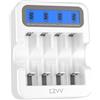 czvv Caricatore di Batterie Ricaricabili Litio 1,5V, Caricabatterie LCD 4-Slots per Pile AA AAA,Funzione di Ricarica Rapida, Ingresso di Tipo C, Ricarica rapida 2H, Protezione da Sovraccarico (Nero)