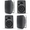 Herdio 6,5 pollici 800W altoparlanti passivi per esterni cablati impermeabili a 2 vie montati a parete con bassi adatti per Patio Piscina Deck Porch Backyard Indoor Home (2 coppie, nero)