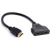 cablecc Cavo adattatore splitter da HDMI maschio a 2 HDMI femmina, 1 in 2 uscite