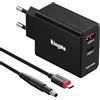 King Ma KingMa - Caricatore USB per computer GaN+, da 65 W, 2 porte, con cavo di ricarica rapida da 1,8 m, 4,8 x 1,7 mm, per HP 110, 421, 500, 510, 55, 516, 520, HP 5402700, B1000