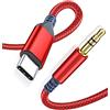 AkoaDa Cavo Aux in nylon intrecciato USB C da 1,2 m, tipo C a jack da 3,5 mm, adattatore audio