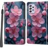 Haninsuze Cover per Samsung Galaxy A52 4G / A52 5G / A52s 5G, Custodia Interno TPU Antiurto Portafoglio con Disegni [schede Fessura] [Supporto Stand] Cover Libro in PU Pelle (Fiore di pesco)
